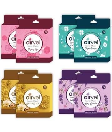 Airvel Bathroom Air Freshener Blocks Rose, Jasmine, Sandal & Lavender Fragrances 75g ( Pack of 8 )