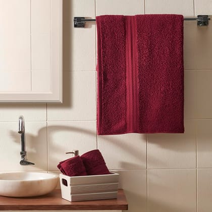 Ddecor - Pack of 3 Solid 500 GSM Bath and Hand Towel Set, Magenta