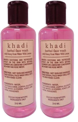 Khadi Herbal Honey Rose water with Lemon Face Wash 420 ml Pack of 2