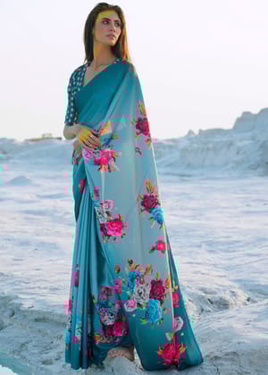 Blue Heaven Print Saga Saree