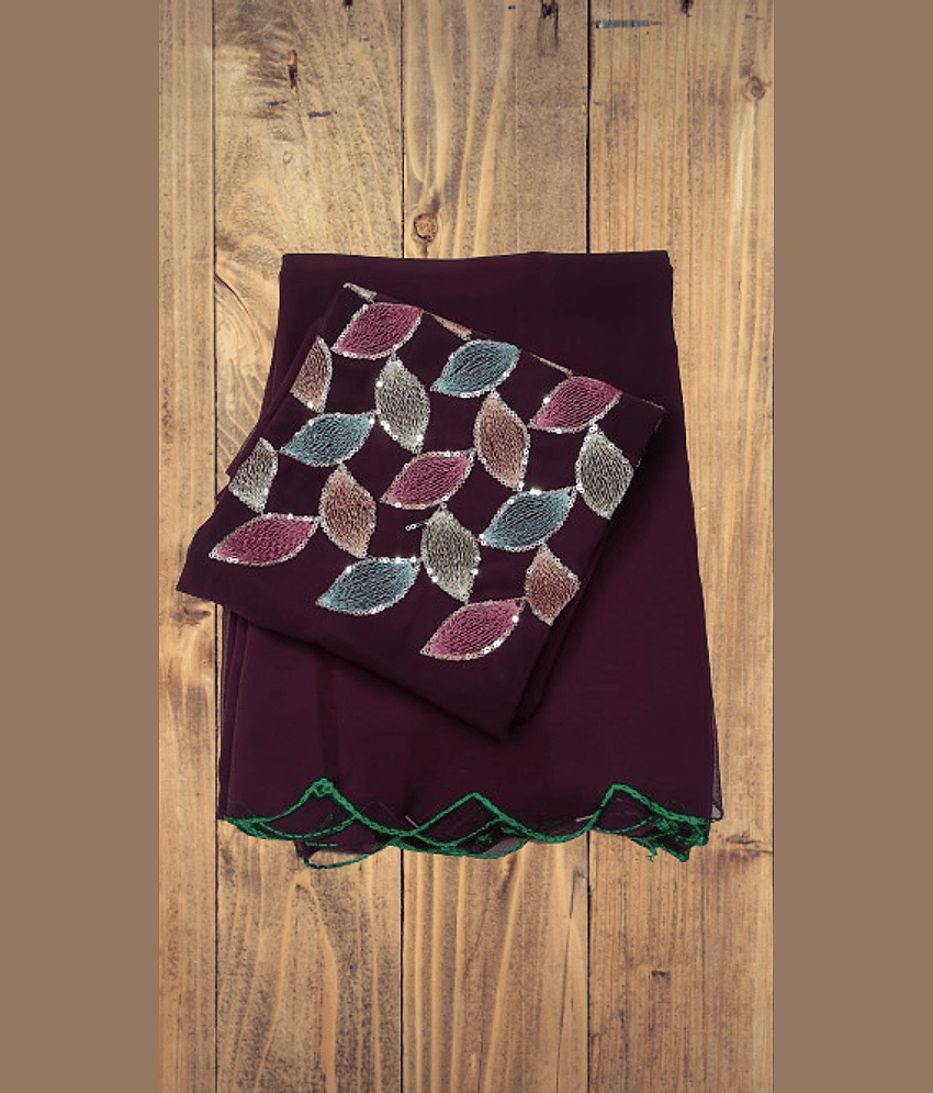 supalee Tex Georgette Solid Saree With Unstitched Blouse Piece ( Multicolor1 )