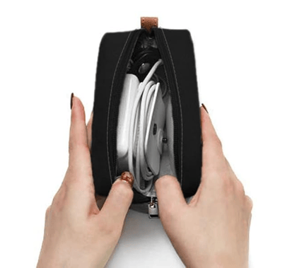 Lapster Microfiber PU Leather Sleeve Bag Pouch for MacBook pro Charger and Wireless Mouse Storage Laptop Adapter USB Cable Multi Bag for MacBook air Charger -Black