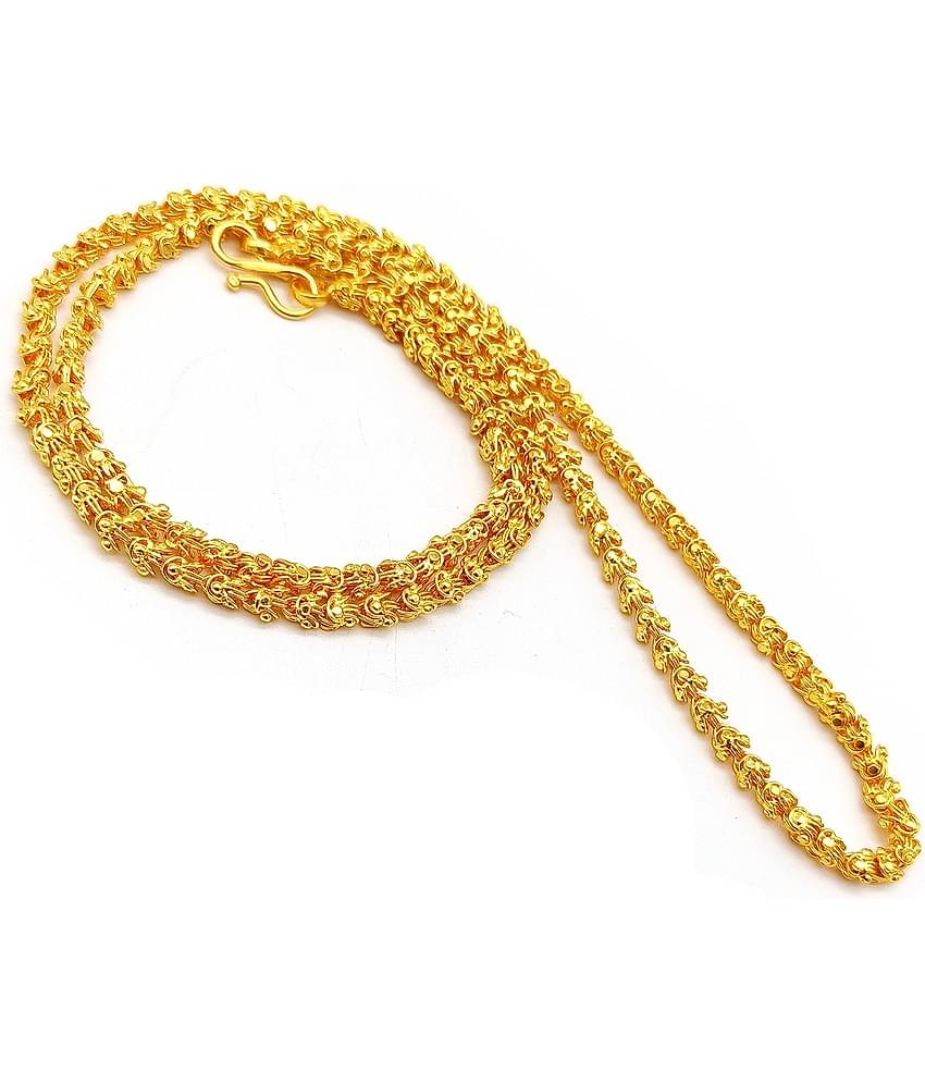 Jewar Mandi Flower Design Link Chain Gold Plated Daily Use Stylish Designer Long Use Phool Chain Jewelry for Men & Boys