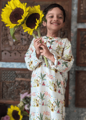 Viscose Silk Kurta for Boys, Men | Sunflower-0-6m