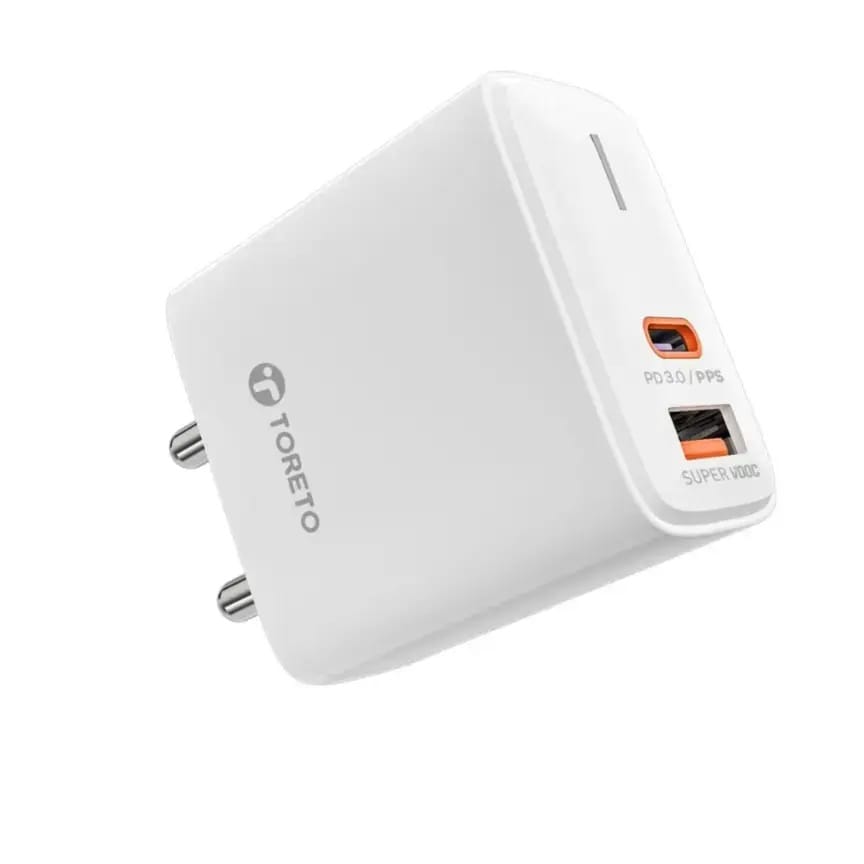 Toreto Pulse 30, 30W USB & Type-C Boosted Speed Mobile Charger Adapter Fast Charger with QC & PD PPS SV+SFC Technology M