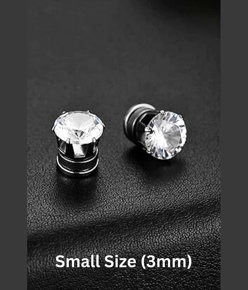 Silver Cubic Zirconia Studded Magnetic Stud Earrings