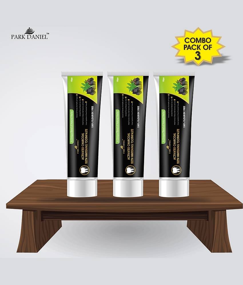 Park Daniel  Activated Charcoal Teeth Whitening - Toothpaste 300 gm Pack of 3