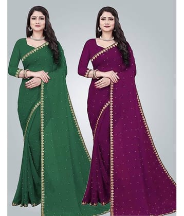 Saadhvi Lycra Printed Saree With Unstitched Blouse Piece ( Green )