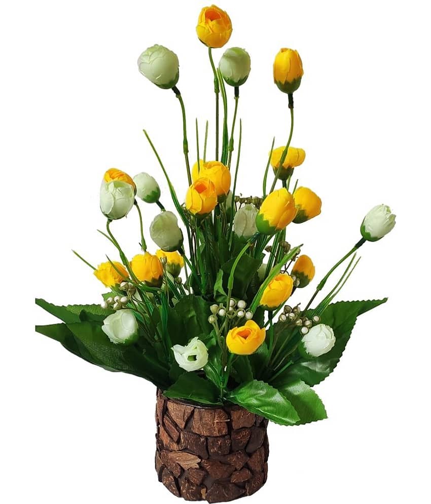 BAARIG - Yellow Rose Artificial Flower ( Pack of 1 )