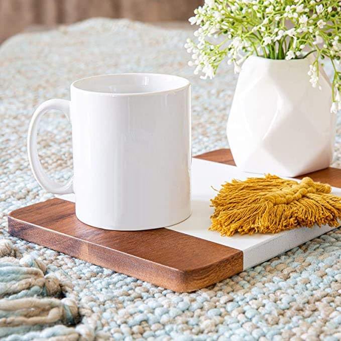 Off White Ceramic Coffee Cup, 300 ML, Set of 2 Ceramic Coffee Mugs with Large Handle for Man, Woman Classic Tea Mug for Cappuccino, Latte, Cocoa, Milk