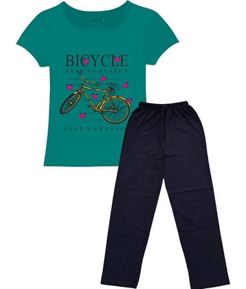 COOLTEES4U Pack of 2 Girls 100% Cotton T-shirt & Pants ( Green )