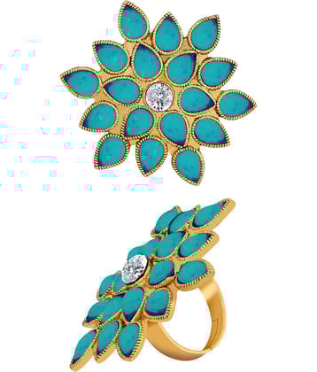 Adjustable Floral Style  Crystal Shine  Finger Ring For Women And Girl