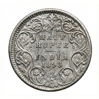 Half Rupee 1898 Victoria Queen, British India Silver-plated old Fancy Coin