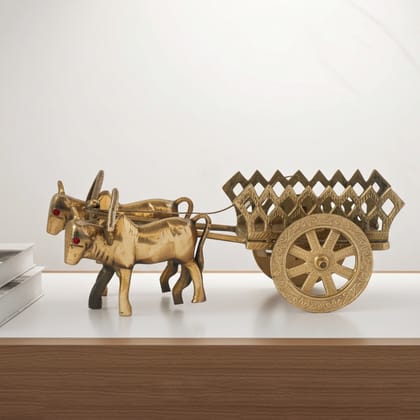 Brass Showpiece Bull Cart Statue, Height : 3.5 Inch (ZMAS356 D)