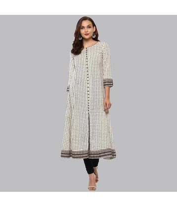 Yash Gallery - White Cotton Women's Flared Kurti ( Pack of 1 )