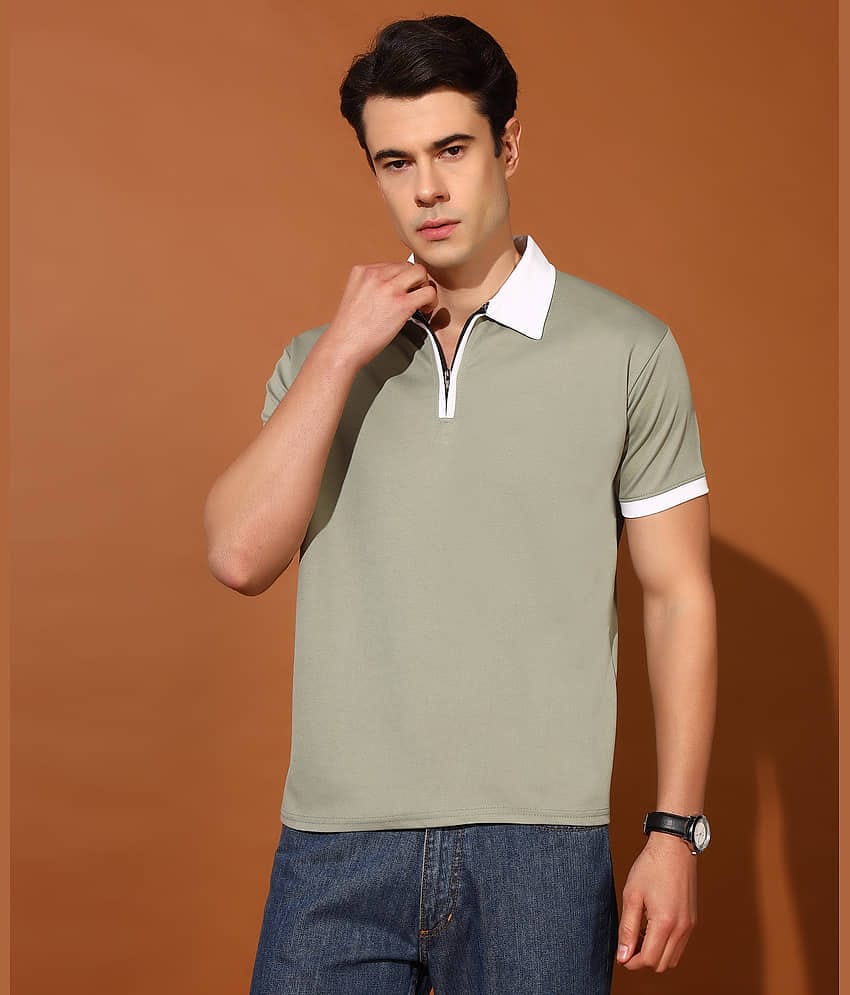Christy World Men Polyester Regular Fit Colorblock Polo T Shirt ( Grey )