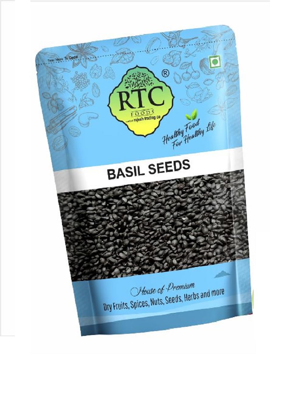 RTC Foods Basil Seeds 1Kg | Sabja Seeds | Resist Summer Heat | High in Fiber & Omega-3 | Helps Control Weight | Nutritious Superfood for Consuming & Consuming