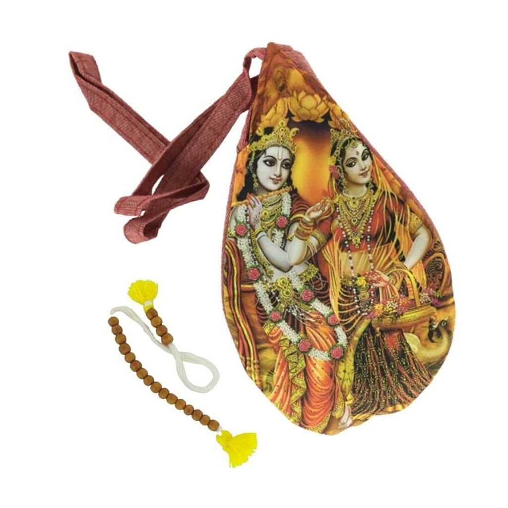 MAYAPURI Original Cotton Radha Krishna Digital Printed Beads Bag/Chanting Bag/Japa Mala Bag/Jholi/Thole with Zip Pocket and Sakshi Mala Counter (Pack of 1) - Pooja Needs | Buy online on ZillyBuy