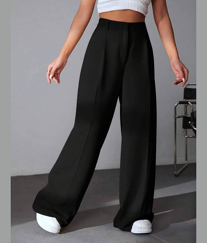 Broadstar Pack of 1 Polyester Baggy Women's Casual Pants ( Black )