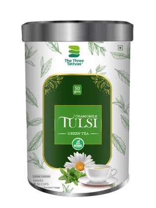 The Three Tattvas Chamomile Tulsi Tea 50gms The Three Tattvas Chamomile Tulsi Tea 50gms
