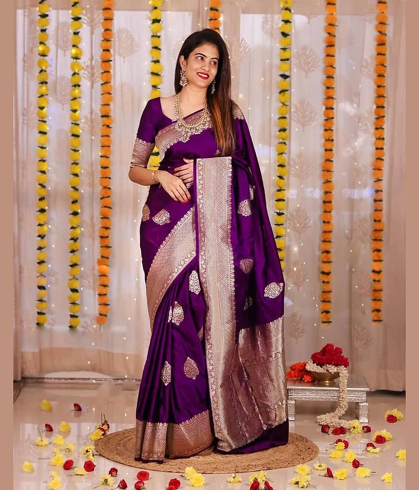 fab woven Art Silk Woven Kanjeevaram Sarees With Unstitched Blouse Piece ( Wine )
