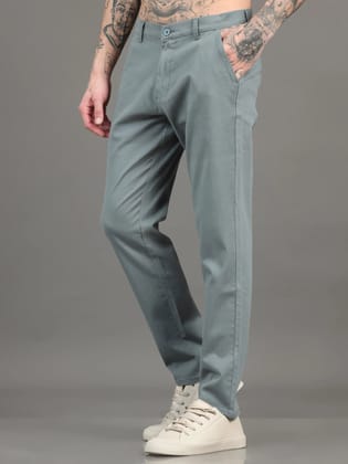 Men Cotton Regular Fit Trousers, AQUA-30 / Aqua