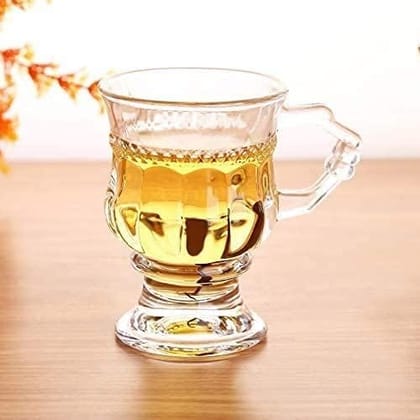 Royal Glass Coffee Tea Cups Set of 6, 150 ML, Glass Mug for Espresso, Milk, Cold Brew, Hot/Cold Drinks (Perfect for Coffee and Tea Lovers)