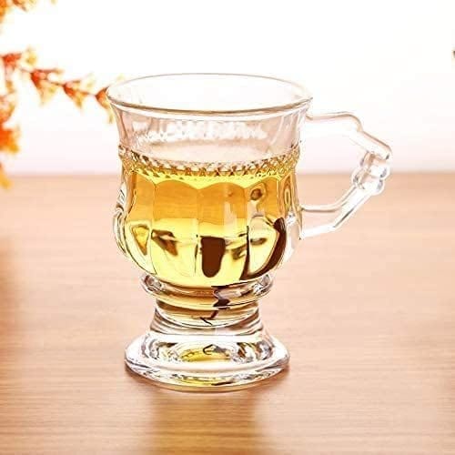 Royal Glass Coffee Tea Cups Set of 6, 150 ML, Glass Mug for Espresso, Milk, Cold Brew, Hot/Cold Drinks (Perfect for Coffee and Tea Lovers)