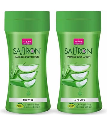 VI-JOHN Saffron Fairness Fliptop Aloevera Body Lotion 250ml Each (500ml) - Pack of 2