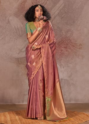 Mauve Purple Dual Tone Banarasi Silk Saree