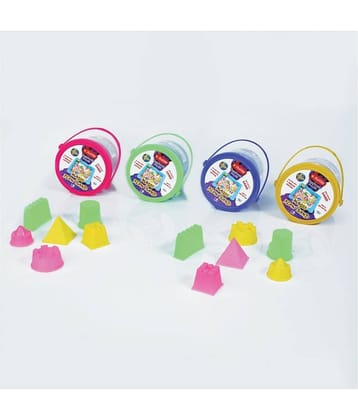 RABBIT'S 4 Magic Flow Play Sand buckets+2 Castle Sand TOYS+ SAND TOYS |Kinetic Play Sand for kids|Outdoor Play Sand for Kids|Child Safe|Hobby kits for kids|Indoor Play Sand for Kids|Play Sand for kids with Sand toys|DIY Kits|Creative kits for kids|Age 3+