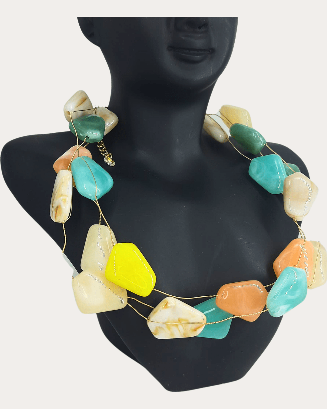 Elongated Shaped Multi Beads Choker Necklace
