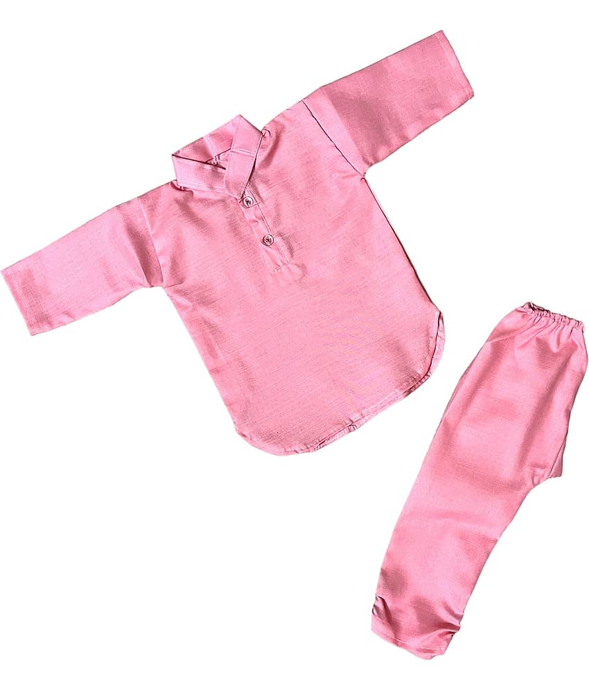 The Creators Single Baby Girls 100% Cotton Plain Stitched Kurta Pyjama ( Sky Blue )