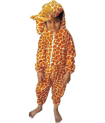 Kaku Fancy Dresses Giraffe Wild Animal Costume -Brown, 7-8 Years, for Boys & Girls