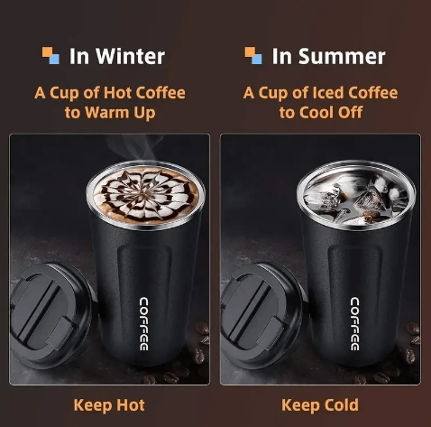 Vacuum Insulated Coffee Mug with Temperature Display - 380 ML