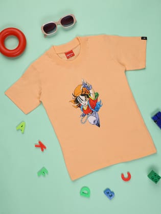 Flying Goku T-shirts for Boys & Girls-4-5Y / Peach