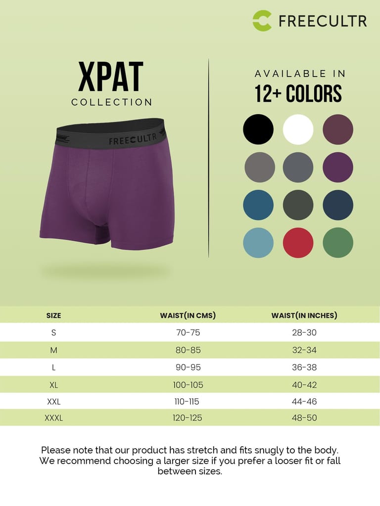 FREECULTR Men's Underwear Anti Bacterial Micromodal Airsoft Trunk - Non Itch No Chaffing Sweat Proof - Pack of 1-Trippy Violet