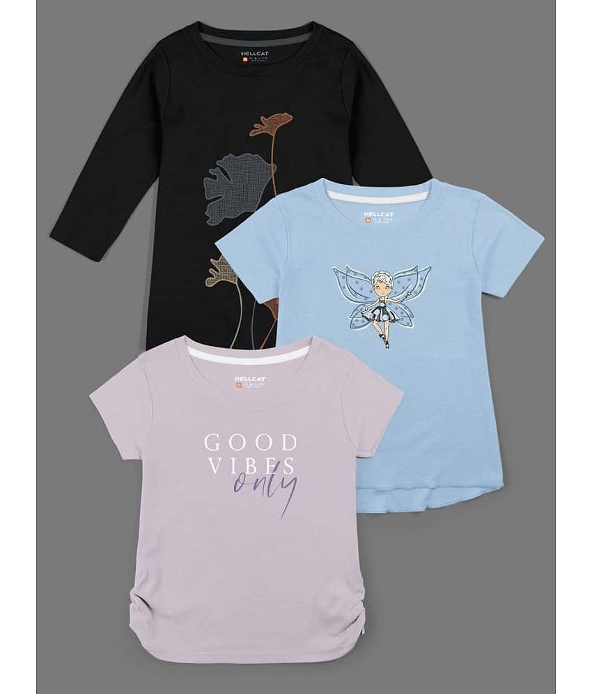 HELLCAT Pack of 3 Girls Cotton Blend Top ( Multicolor )