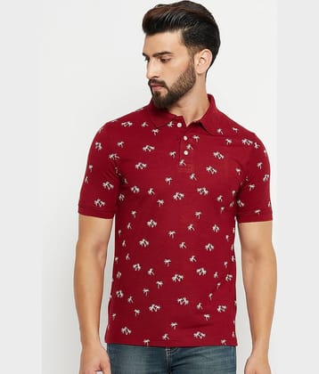 Emerald Pack of 1 Cotton Blend Regular Fit Printed Half Sleeves Men's Polo T Shirt ( Maroon )