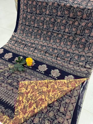 Block printed cotton saree