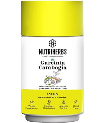 "Nutriherbs Garcinia Cambogia Capsule ( 70% HCA) | Helps in Natural Weight Manegement - (90 Capsule) 800 mg Pack of 1