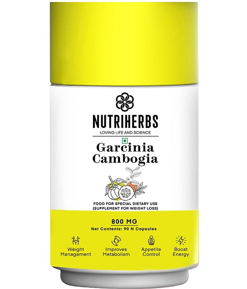 "Nutriherbs Garcinia Cambogia Capsule ( 70% HCA) | Helps in Natural Weight Manegement - (90 Capsule) 800 mg Pack of 1