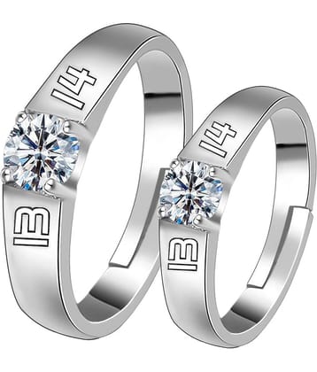 Silverplated  Elegant Solitaire His and Her Adjustable proposal couple ring For Men And Women Jewellery