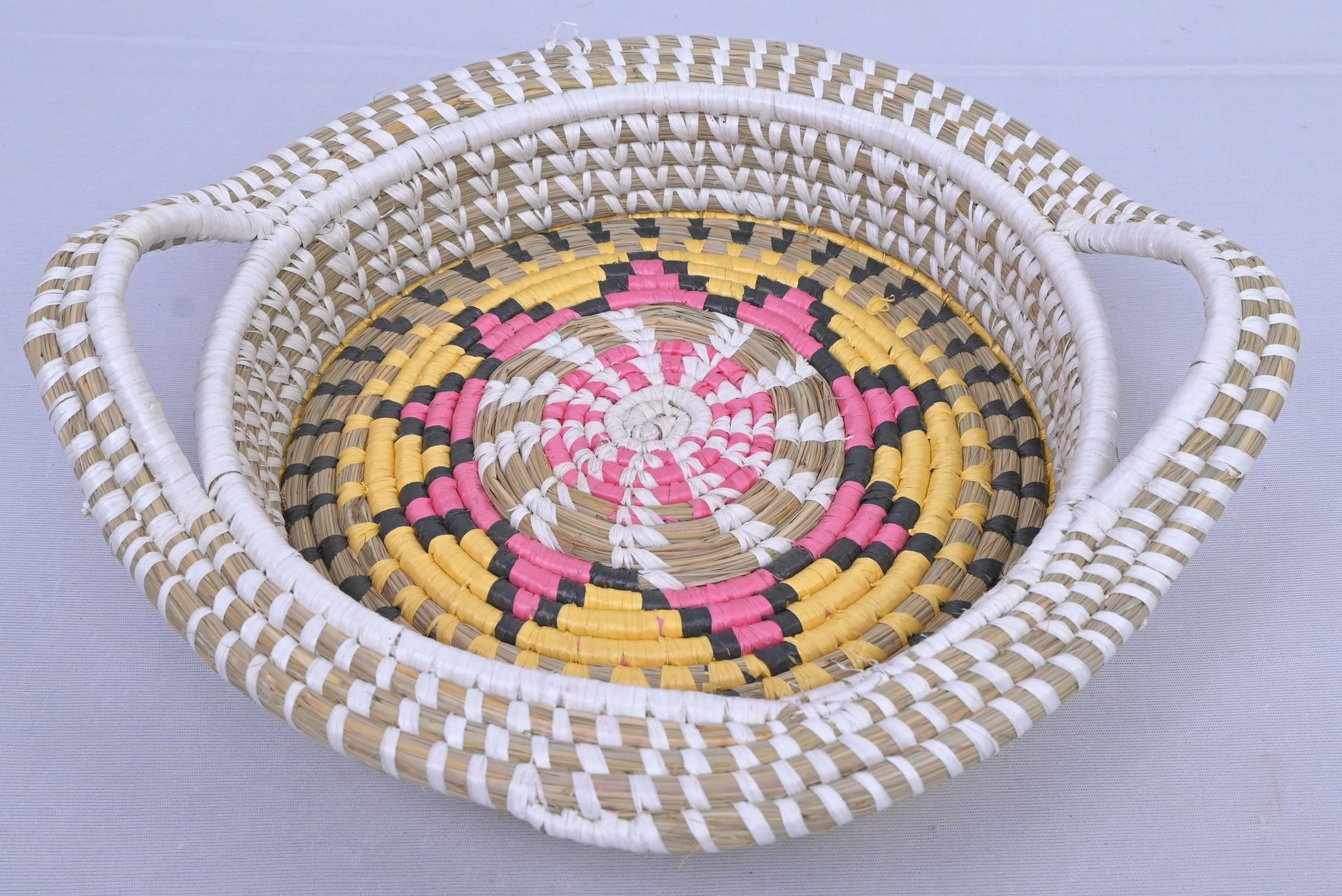 Handwoven Moonj Grass Multi-Color Serving Tray with Handles