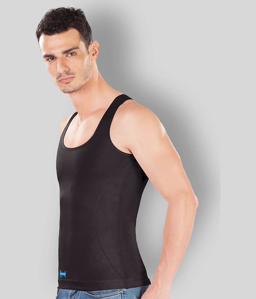 Dermawear Pack of 1 Cotton Blend Sleeveless Vest For Men ( Black )