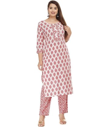 JC4U - Pink Straight Cotton Women's Stitched Salwar Suit ( Pack of 1 )