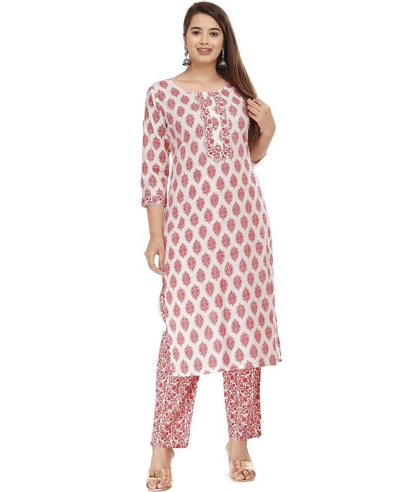 JC4U - Pink Straight Cotton Women's Stitched Salwar Suit ( Pack of 1 )