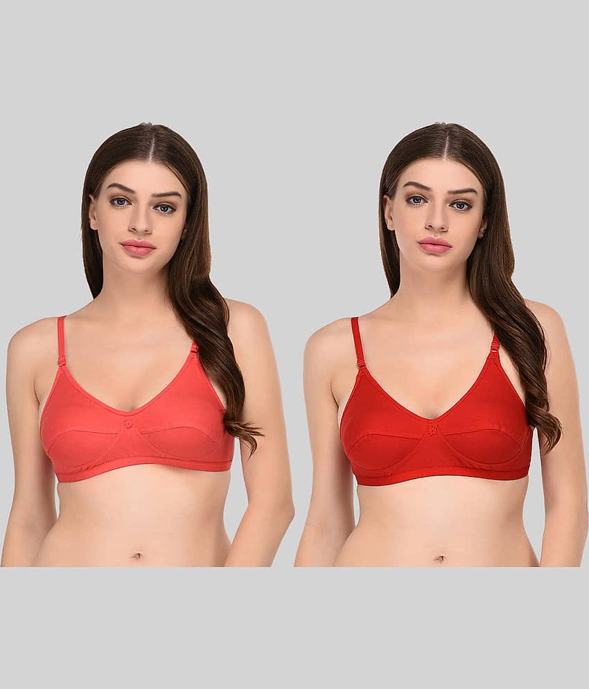 Elina Pack of 2 Cotton Non Padded Women's Everyday Bra ( Multicolor )