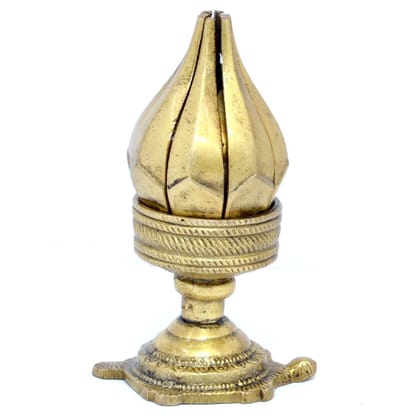 Brass Curved Metal Flower Candle Holder On Tortoise (BSMAS1189 A)