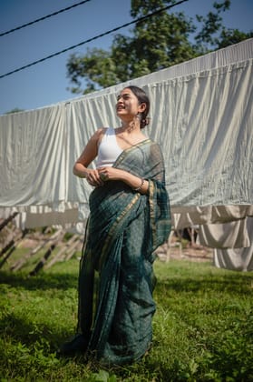 Natural dyed Dabu sarees - Malhar - Harita (Copy)